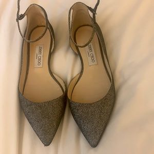 Jimmy Choo Glittery Ankle Strap Flats